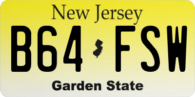 NJ license plate B64FSW