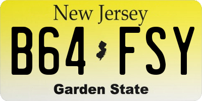 NJ license plate B64FSY