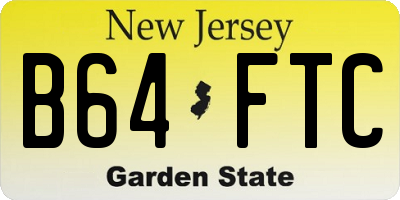 NJ license plate B64FTC