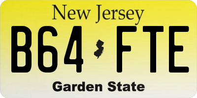 NJ license plate B64FTE