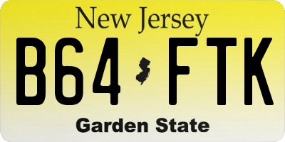NJ license plate B64FTK