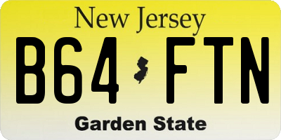 NJ license plate B64FTN
