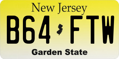 NJ license plate B64FTW