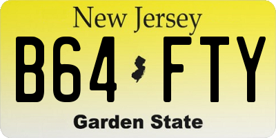 NJ license plate B64FTY