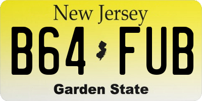 NJ license plate B64FUB