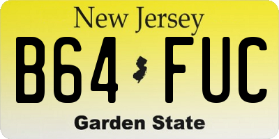 NJ license plate B64FUC