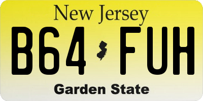 NJ license plate B64FUH