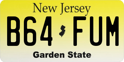 NJ license plate B64FUM