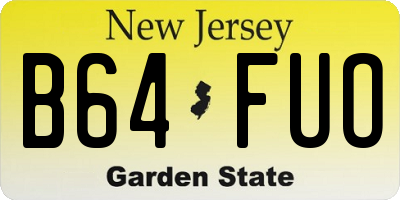 NJ license plate B64FUO