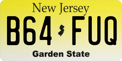 NJ license plate B64FUQ