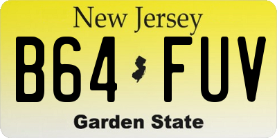 NJ license plate B64FUV