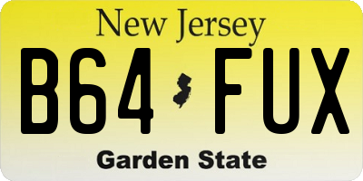 NJ license plate B64FUX