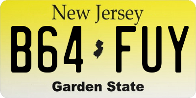 NJ license plate B64FUY