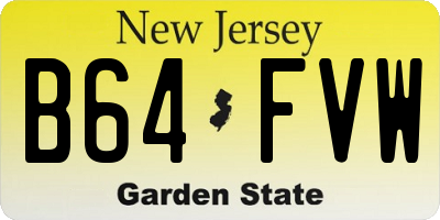 NJ license plate B64FVW
