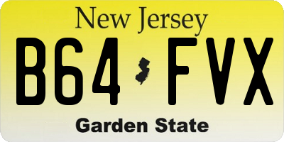 NJ license plate B64FVX