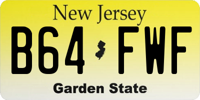 NJ license plate B64FWF