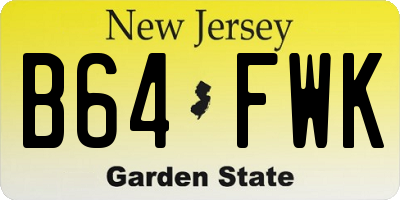 NJ license plate B64FWK