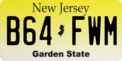 NJ license plate B64FWM