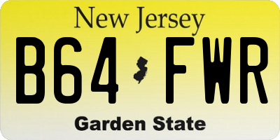 NJ license plate B64FWR