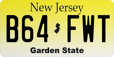 NJ license plate B64FWT