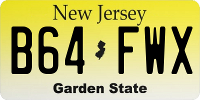 NJ license plate B64FWX