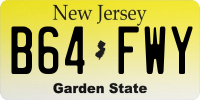 NJ license plate B64FWY