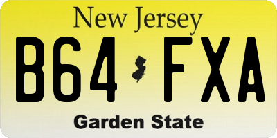NJ license plate B64FXA