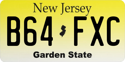 NJ license plate B64FXC