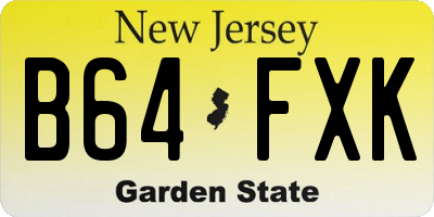 NJ license plate B64FXK