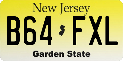 NJ license plate B64FXL