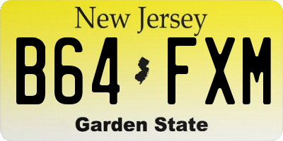 NJ license plate B64FXM