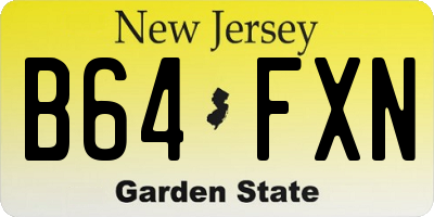 NJ license plate B64FXN