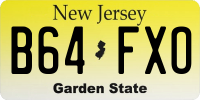 NJ license plate B64FXO