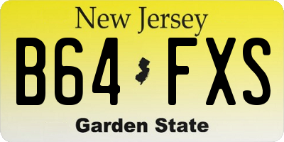 NJ license plate B64FXS