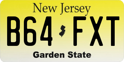 NJ license plate B64FXT