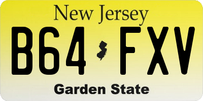 NJ license plate B64FXV
