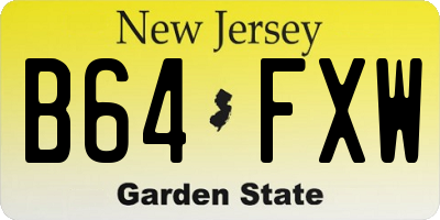 NJ license plate B64FXW