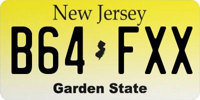 NJ license plate B64FXX