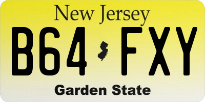 NJ license plate B64FXY