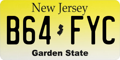 NJ license plate B64FYC