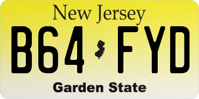 NJ license plate B64FYD