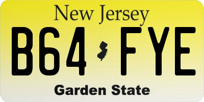 NJ license plate B64FYE
