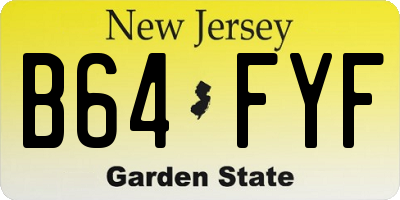 NJ license plate B64FYF