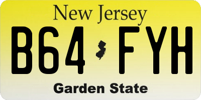 NJ license plate B64FYH
