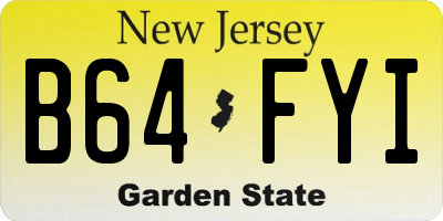 NJ license plate B64FYI
