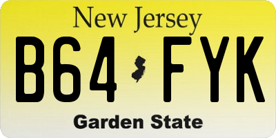 NJ license plate B64FYK