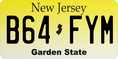 NJ license plate B64FYM