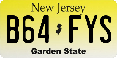 NJ license plate B64FYS