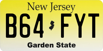 NJ license plate B64FYT