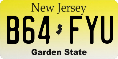 NJ license plate B64FYU